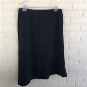 Worthington Midi Length Pin Stripe Asymmetrical Hem Black Skirt Size 12